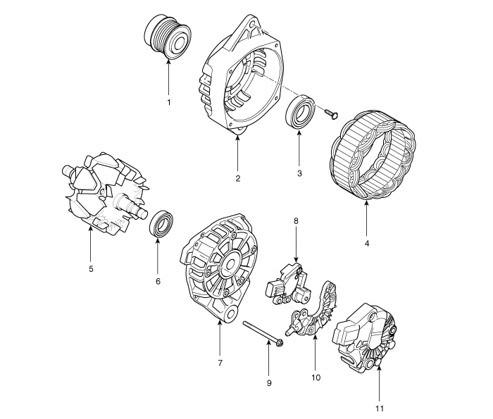 Hyundai Sonata: Alternator Components and Components Location