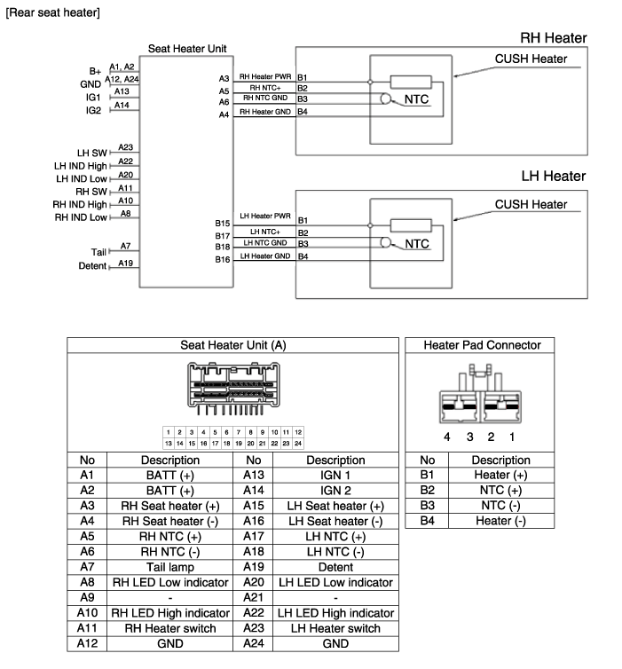Hyundai Sonata: Seat Heater Schematic Diagrams - Seat Electrical - Body