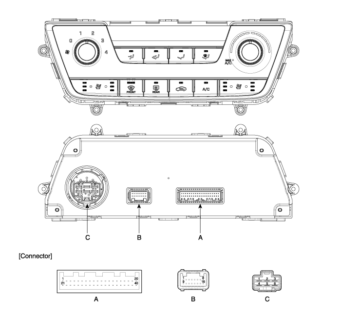 Hyundai Sonata: Heater & A/C Control Unit (Manual) Components and