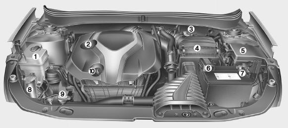 1. Engine coolant reservoir