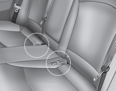 The rear seat belt buckles can be stowed in the pocket between the rear seatback