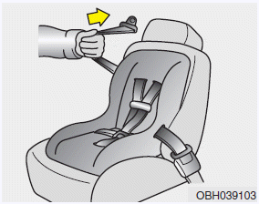 4. Slowly allow the shoulder portion of the seat belt to retract and listen for