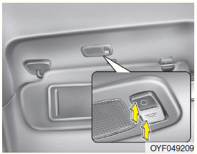 Pull the sunvisor downward and you can turn the vanity mirror lamp ON or OFF