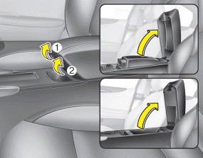 To open the center console storage, pull up the lever.