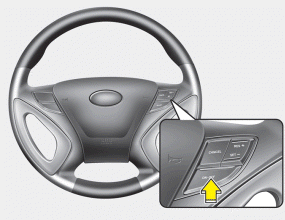 1. Push the cruise ON-OFF button on the steering wheel to turn the system on.