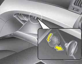 2. With the glove box open, remove the stoppers by turning them counterclockwise