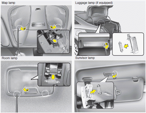 1. Using a flat-blade screwdriver, gently pry the lens from the interior light